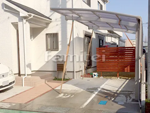 草津市 エクステリア工事 カーポート YKKAP レイナポートグラン 1台用(単棟) R型アール屋根