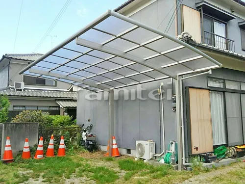 奈良市 エクステリア工事 カーポート YKKAP レイナポートグラン 1台用(単棟) R型アール屋根
