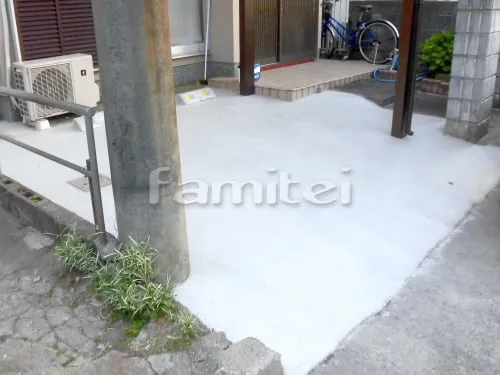 和歌山市 リフォーム外構工事 カーポート YKKAP レイナポートグラン 1台用(単棟) R型アール屋根 駐車場ガレージ床 土間コンクリート