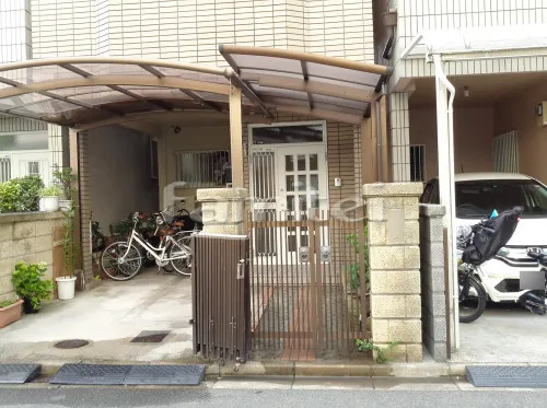 東大阪市 エクステリア工事 自転車バイク屋根 プライスポートミニ 駐輪場屋根 サイクルポート R型アール屋根