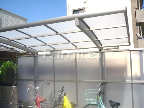 大阪市阿倍野区 リフォームシンプル クローズ外構 門扉 シャッター 自転車バイク屋根
