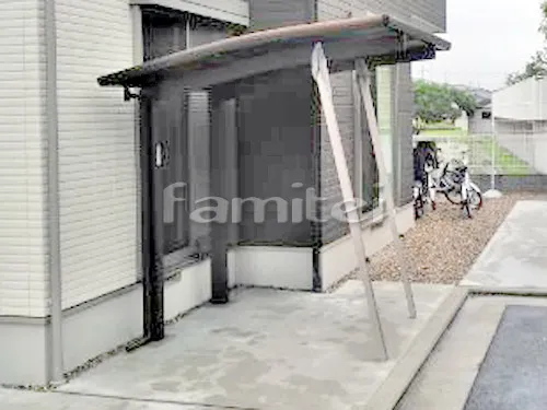堺市西区 エクステリア工事 自転車バイク屋根 プライスポートミニ 駐輪場屋根 サイクルポート R型アール屋根