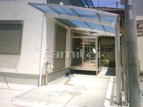 大和高田市 エクステリア工事 ガーデンルーム YKKAP サンフィール3 F型フラット屋根 テラス囲い サンルーム 網戸 竿掛け カーポート プライスポート 1台用(単棟) R型アール屋根
