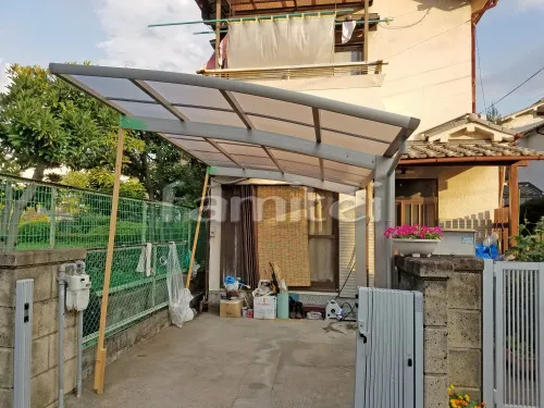 堺市中区 エクステリア工事 カーポート プライスポート 1台用(単棟) R型アール屋根 既存カーポート撤去