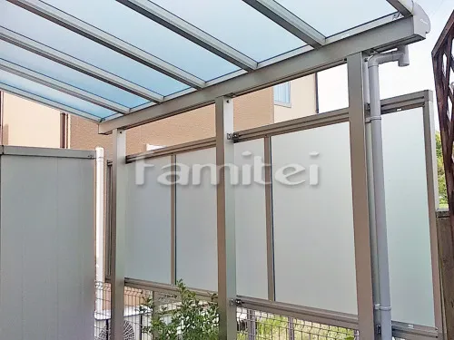 神戸市北区 エクステリア工事 雨除け屋根 フラットテラス屋根 1階用 F型 目隠しパネル(正面 前面)1段