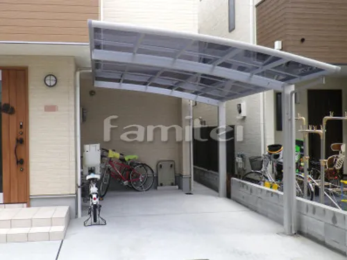 大阪市平野区 エクステリア工事 カーポート YKKAP レイナポートグラン 1台用(単棟) R型アール屋根