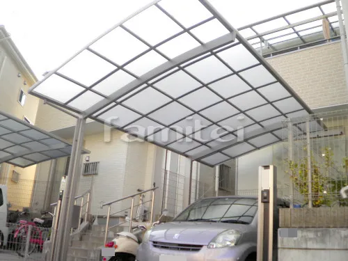 茨木市 エクステリア工事 カーポート LIXILリクシル ネスカR 1台用(単棟) R型アール屋根
