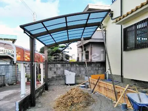 堺市中区 エクステリア工事 カーポート プライスポート 1台用(単棟) R型アール屋根