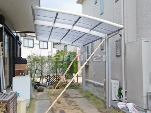 堺市南区 エクステリア工事 カーポート YKKAP レイナポートグラン 1台用(単棟) R型アール屋根