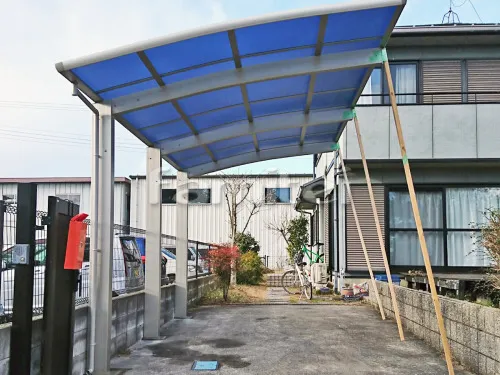 高島市 エクステリア工事 カーポート YKKAP レイナポートグラン 1台用(単棟) R型アール屋根 積雪50cm対応