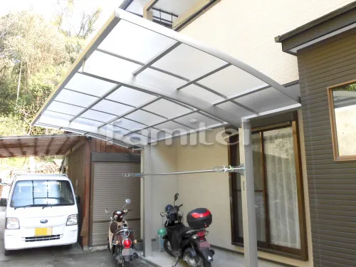 和歌山市 エクステリア工事 カーポート YKKAP レイナポートグラン 1台用(単棟) R型アール屋根