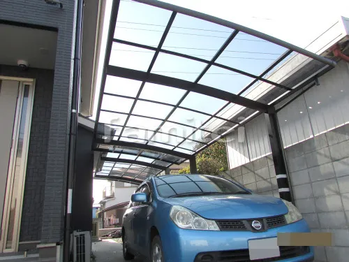 姫路市 エクステリア工事 カーポート プライスポート 1台用(単棟) R型アール屋根 2ヶ所