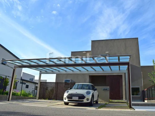 西宮市 リフォームシンプル オープン外構 アプローチ カーポート フェンス テラス屋根