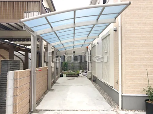 堺市西区 エクステリア工事 カーポート YKKAP レイナポートグラン 縦2台用(縦連棟) R型アール屋根