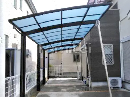堺市東区 エクステリア工事 カーポート プライスポート 縦2台用(縦連棟) R型アール屋根
