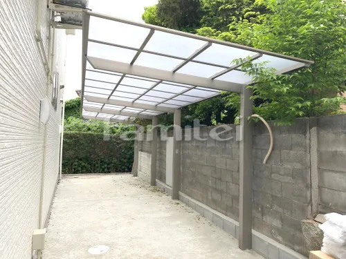 京都市伏見区 エクステリア工事 カーポート LIXILリクシル ネスカF 縦2台用(縦連棟) F型フラット屋根