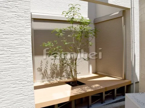 和歌山市 新築シンプル オープン外構 機能門柱 カーポート 土間コンクリート 植栽