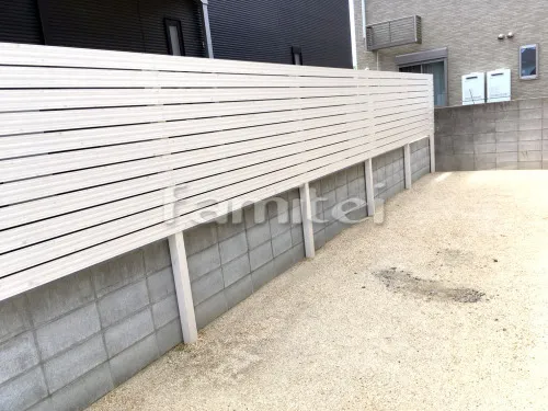 和歌山市 新築ナチュラル オープン外構 門柱 アプローチ 植栽　カーポート 土間コンクリート フェンス