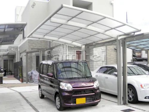 東大阪市 エクステリア工事 カーポート プライスポート 1台用(単棟) R型アール屋根 雨除け屋根 フラットテラス屋根 1階用 F型