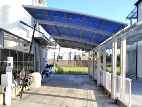 堺市北区 エクステリア工事 カーポート YKKAP レイナポートグラン 縦2台用(縦連棟) R型アール屋根