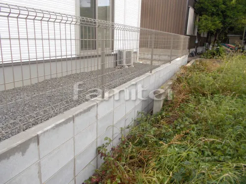 堺市中区 リフォーム部分工事 境界フェンス塀 LIXILリクシル ハイグリッドフェンスUF8型 コンクリートブロック