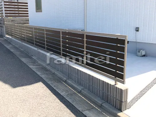 和歌山市 新築シンプル オープン外構 アプローチ 門柱 土間コンクリート フェンス