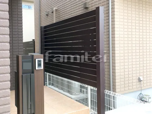 和歌山市 新築シンプル オープン外構 門柱 アプローチ カーポート フェンス