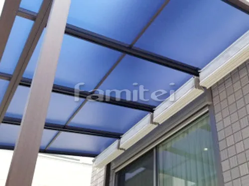 羽曳野市 エクステリア工事 フル木製調テラス屋根 YKKAP サザンテラス フレームタイプ 1階用 F型フラット屋根