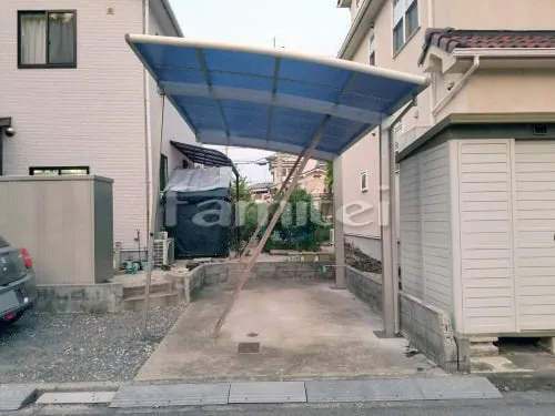 近江八幡市 エクステリア工事 カーポート YKKAP レイナポートグラン 1台用(単棟) R型アール屋根 着脱式サポート柱