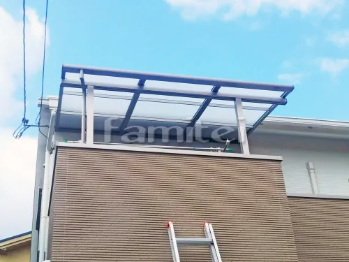 京都市山科区 エクステリア工事 ベランダ屋根 LIXILリクシル テラスVA 2階用 F型フラット屋根
