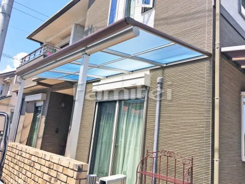 姫路市 エクステリア工事 木製調雨除け屋根 YKKAP ヴェクターテラス屋根(ベクター) 1階用 F型フラット屋根