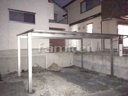 京都市伏見区 エクステリア工事 カーポート LIXILリクシル ネスカF 横2台用(ワイド ツイン) F型フラット屋根