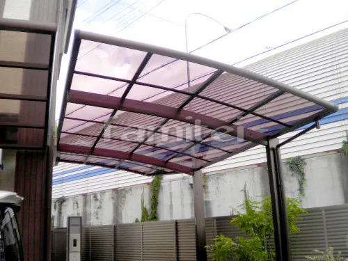 茨木市 エクステリア工事 カーポート YKKAP レイナポートグラン 1台用(単棟) R型アール屋根