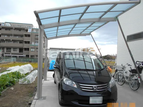 伊丹市 エクステリア工事 カーポート YKKAP レイナポートグラン 1台用(単棟) R型アール屋根