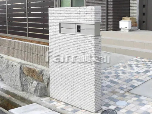 神戸市 新築シンプル オープン外構 門柱 アプローチ 土間コンクリート フェンス