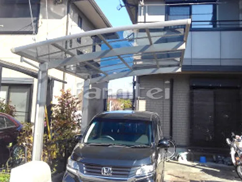堺市南区 エクステリア工事 カーポート YKKAP レイナポートグラン 1台用(単棟) R型アール屋根