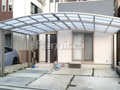 堺市中区 営繕工事 カーポート LIXILリクシル ネスカR 横2台用(ワイド ツイン) R型アール屋根