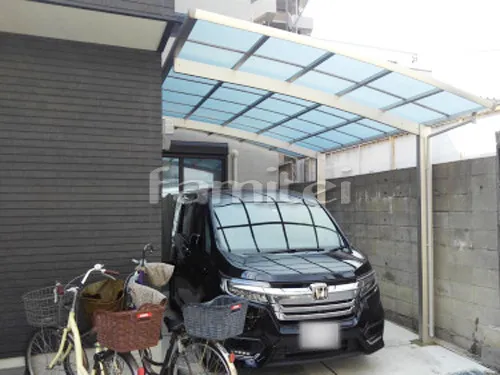 大阪市東住吉区 エクステリア工事 カーポート YKKAP レイナポートグラン 1台用(単棟) R型アール屋根