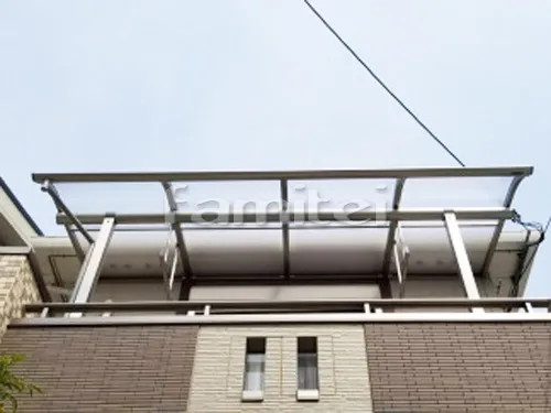 堺市西区 エクステリア工事 ベランダ屋根 YKKAP ヴェクターテラス屋根(ベクター) 2階用 R型アール屋根 物干し
