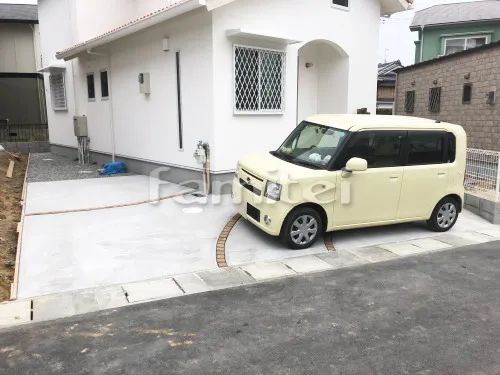 香芝市 新築オープン外構 駐車場 土間コンクリート