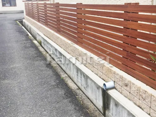 貝塚市 木製調目隠しフェンス塀 ナチュラルウッド プランパーツ アルミ平板 木目調ウォール