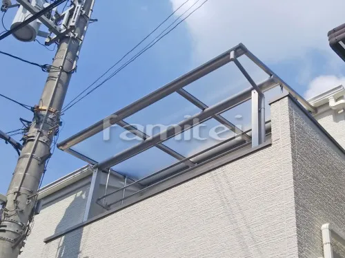 東大阪市 エクステリア工事 ベランダ屋根 フラットテラス屋根 2階用 F型 物干し