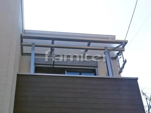東大阪市 エクステリア工事 ベランダ屋根 フラットテラス屋根 2階用 F型 物干し