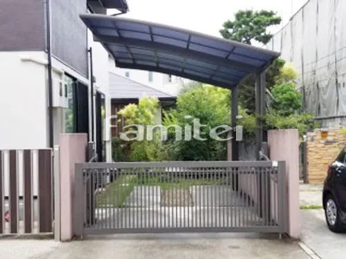 堺市 エクステリア工事 カーポート LIXILリクシル ネスカR 1台用(単棟) R型アール屋根