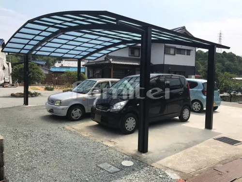 加古川市 カーポート YKKAP レイナポートグラン 横3台用(ワイド トリプル) R型アール屋根