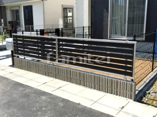 大和高田市 新築ベーシック オープン外構 駐車場 目隠しフェンス塀 ウッドデッキ フェンス