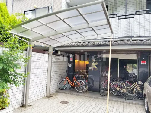 京都市北区 エクステリア工事 カーポート YKKAP レイナポートグラン 1台用(単棟) R型アール屋根