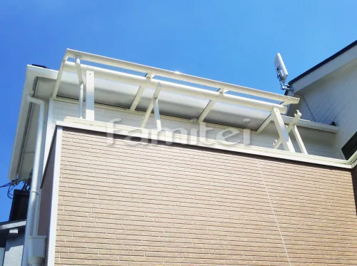 交野市 エクステリア工事 ベランダ屋根 レギュラーテラス屋根 2階用 R型アール屋根