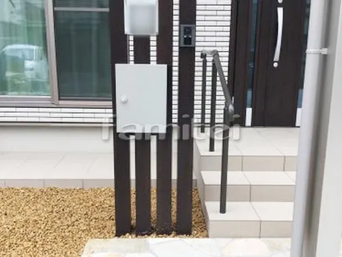 野洲市 新築ベーシック オープン外構 機能門柱 カーポート 物置