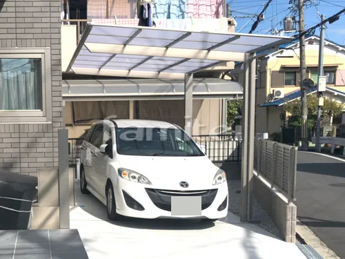 大和高田市 新築ベーシック オープン外構 アプローチ カーポート フェンス テラス屋根